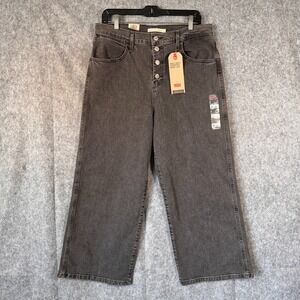Levi's Mile‎ High Cropped Wide Leg Jeans Womens 12/W31 L27 Charcoal Washed Black